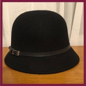 Black Wool Cloche Hat S/M